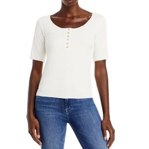 NWOT Three Dots Ribbed Henley Top Size XS